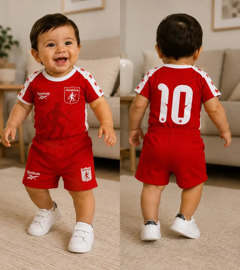 Uniforme Body + pantaloneta de fútbol para bebé