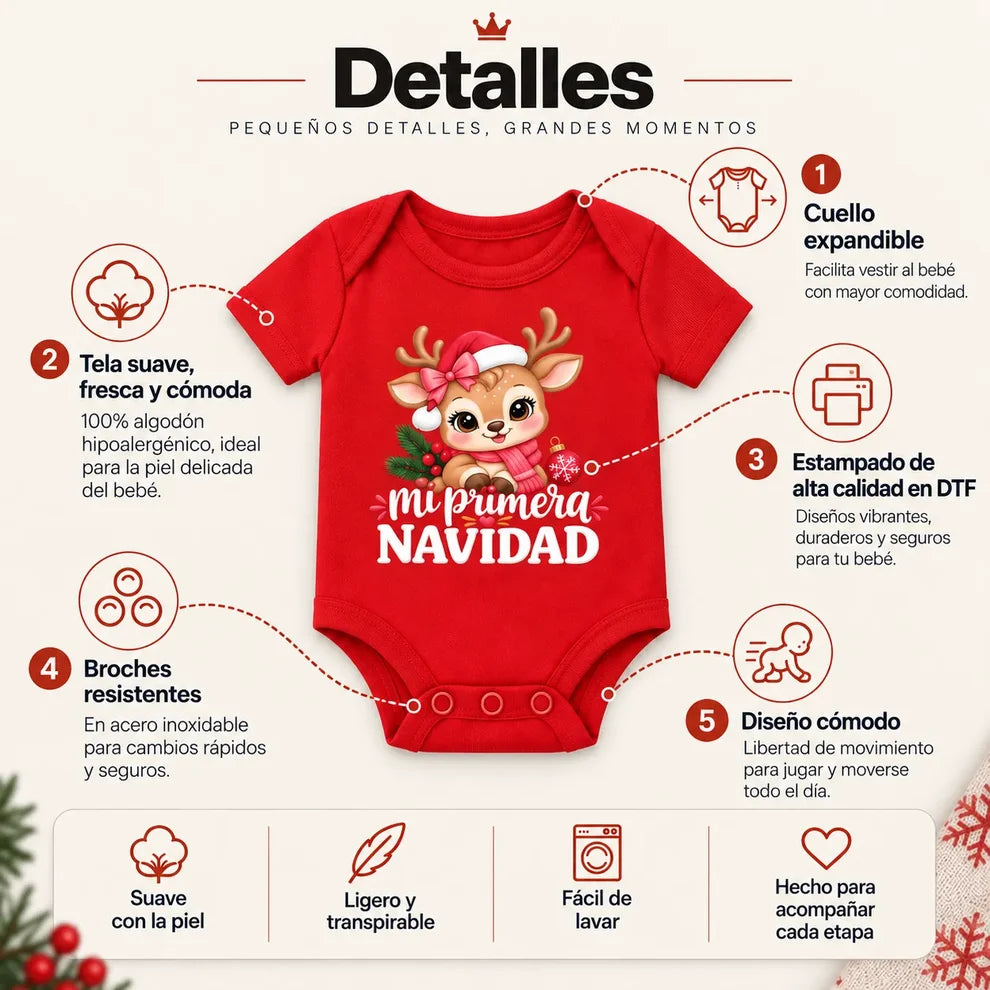 Body Navideño bebé, 100% Algodón