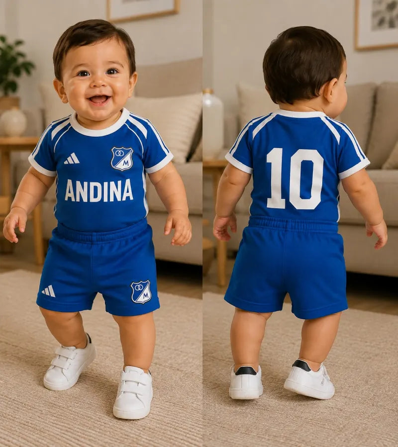 Uniforme Body + pantaloneta de fútbol para bebé